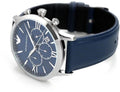 Emporio Armani Giovanni T Bar Chronograph Quartz Blue Dial Blue Leather Strap Watch For Men - AR11226