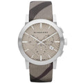 Burberry The City Smoked Brown Dial Checkered Brown Leather Strap Watch for Men - BU9361