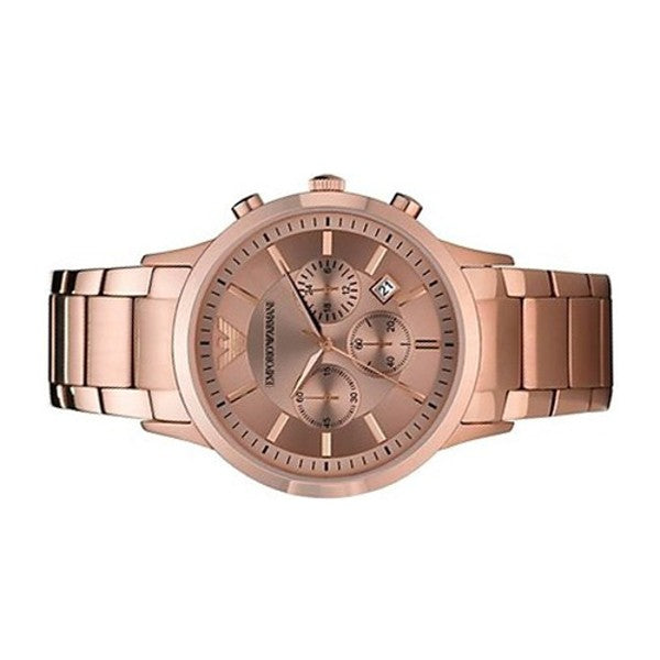 Emporio Armani Classic Chronograph Rose Gold Dial Rose Gold Steel Strap Watch For Men - AR2452