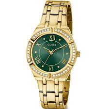 Guess Cosmo Diamonds Green Dial Gold Steel Strap Watch for Women - GW0033L8