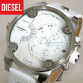 Diesel Badass Chronograph White Dial White Leather Strap Watch For Men - DZ7265