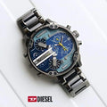 Diesel Big Daddy 2.0 Blue Dial Grey Stainless Steel Watch For Men - DZ7331