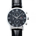 Tommy Hilfiger Kane Quartz Black Dial Black Leather Strap Watch for Men - 1791401