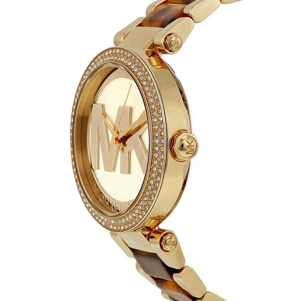 Michael Kors Parker Chronograph Gold Dial Two Tone Steel Strap Watch for Women - MK6109