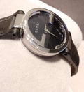 Gucci G Lock Interlocking Quartz Black Dial Black Leather Strap Watch For Women - YA133501