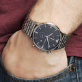 Emporio Armani Gianni Chronograph Blue Dial Silver Steel Strap Watch For Men - AR1648