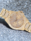 Guess Frontier Diamonds Gold Dial Gold Steel Strap Watch For Women - W1156L2