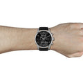 Hugo Boss Skymaster Chronograph Black Dial Black Leather Strap Watch for Men - 1513782