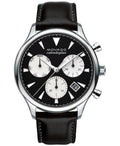 Movado Heritage Chronograph Black Dial Black Leather Strap Watch for Men - 3650005