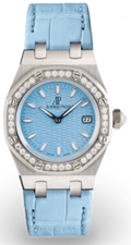 Audemars Piguet Royal Oak Quartz Diamonds Turquoise Dial Turquoise Leather Strap Watch for Women - 67601ST.ZZ.D034CR.01