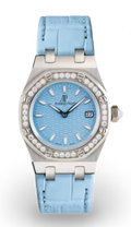 Audemars Piguet Royal Oak Quartz Diamonds Turquoise Dial Turquoise Leather Strap Watch for Women - 67601ST.ZZ.D034CR.01