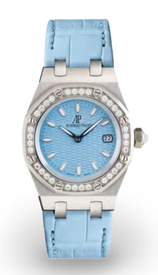 Audemars Piguet Royal Oak Quartz Diamonds Turquoise Dial Turquoise Leather Strap Watch for Women - 67601ST.ZZ.D034CR.01