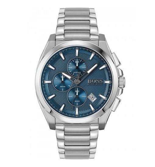 Hugo Boss Grandmaster Chronograph Blue Dial Silver Steel Strap Watch for Men - 1513884