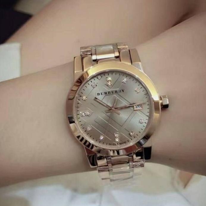 Burberry The City Diamonds Rose Gold Dial Rose Gold Steel Watch for Women - BU9126