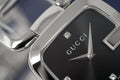 Gucci G Gucci Diamonds Black Dial Silver Steel Strap Watch For Women - YA125406