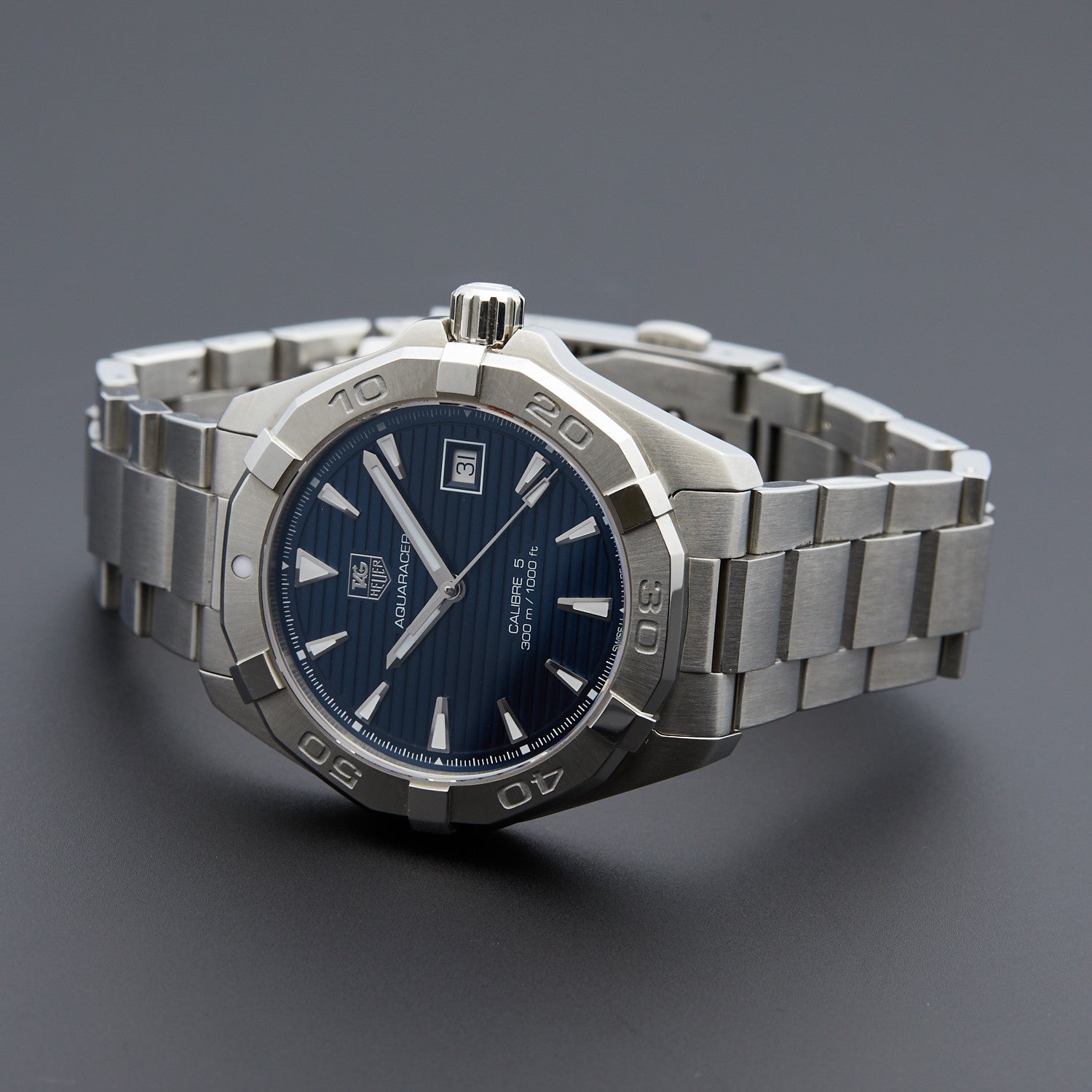 Tag Heuer Aquaracer Automatic 41mm Blue Dial Silver Steel Strap Watch for Men - WAY2112.BA0928