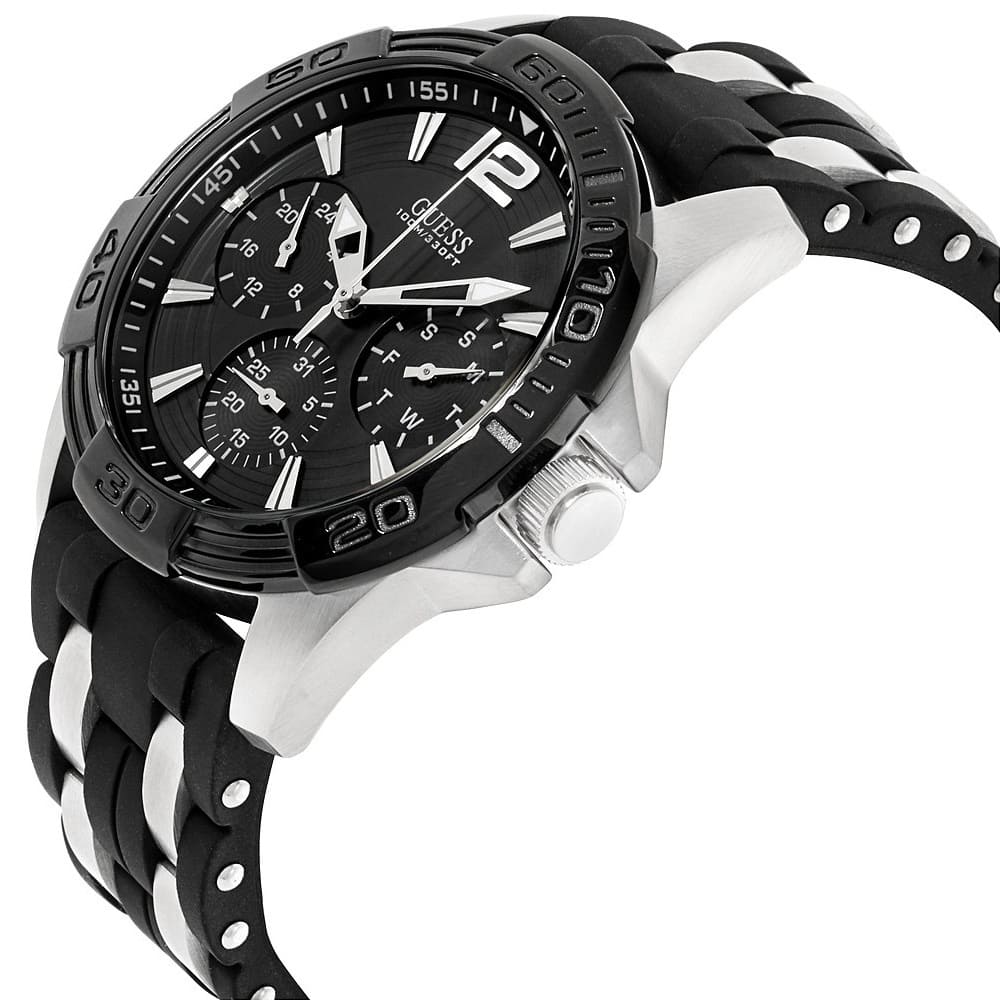 Guess Oasis Black Dial Black Rubber Strap Watch for Men - W0366G1