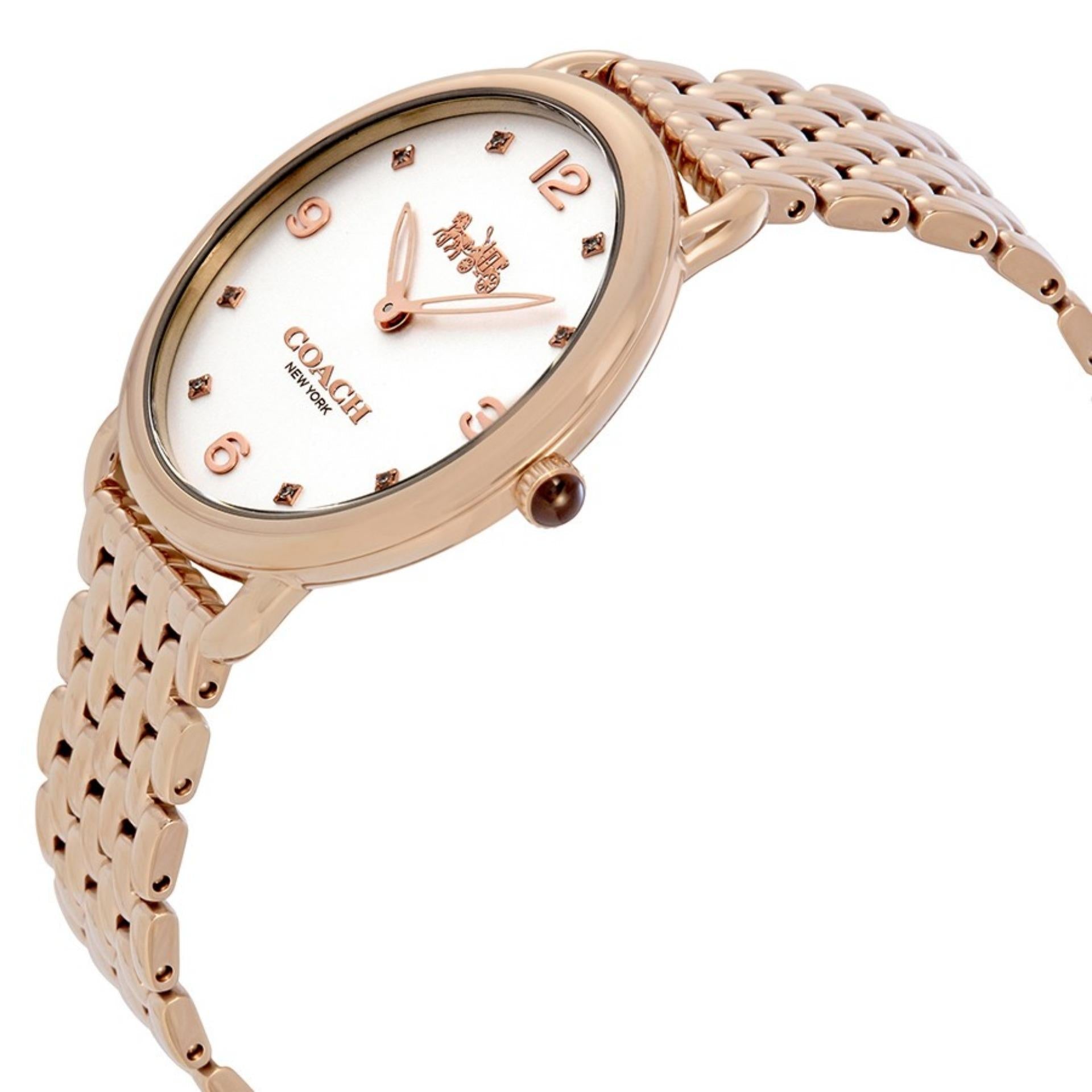 Coach Delancey White Dial Rose Gold Steel Strap Watch for Women - 14502783