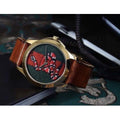 Gucci Le Marche Des Merveilles Green and Red Dial Brown Leather Strap Unisex Watch - YA1264012