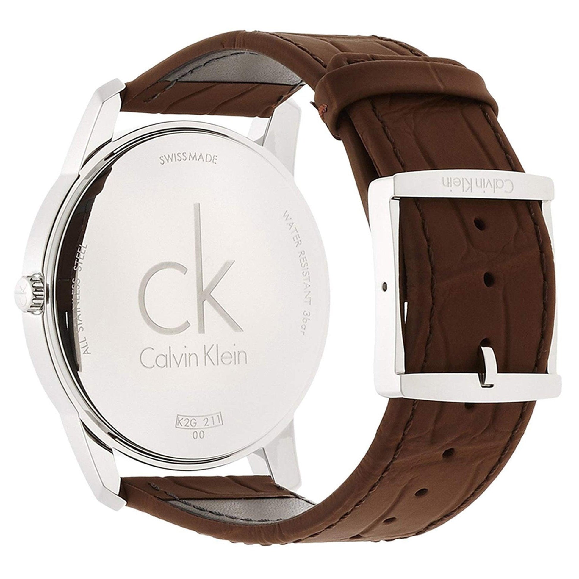 Calvin Klein City Brown Dial Brown Leather Strap Watch for Men - K2G211GK