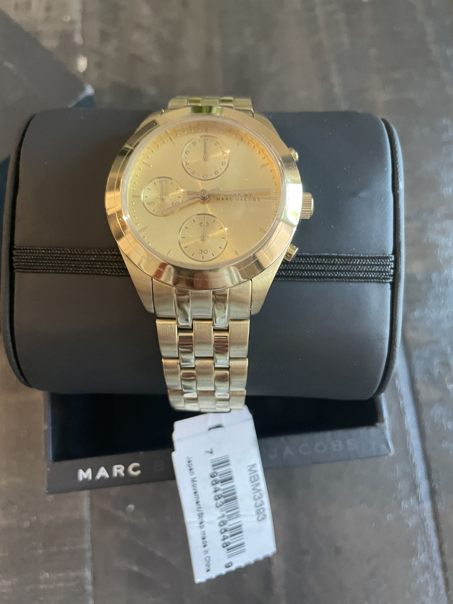 Marc Jacobs Peeker Chronograph Gold Dial Gold Stainless Steel Strap Watch for Women - MBM3393