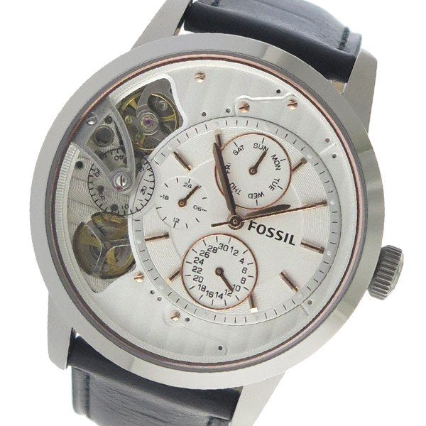 Fossil Townsman Twist Multifunction White Dial Black Leather Strap Watch for Men - ME1164