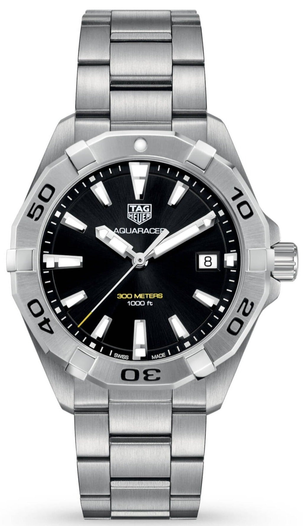 Tag Heuer Aquaracer Black Dial Silver Steel Strap Watch for Men - WBD1110.BA0928