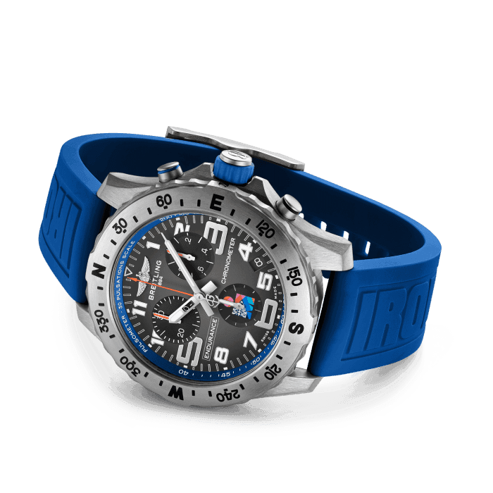 Breitling Endurance Pro Ironman World Championship Grey Dial Blue Rubber Strap Watch for Men - E823103A1M1S1