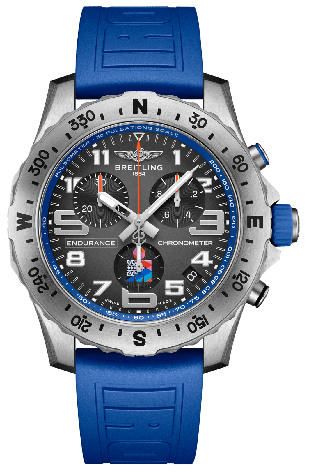 Breitling Endurance Pro Ironman World Championship Grey Dial Blue Rubber Strap Watch for Men - E823103A1M1S1