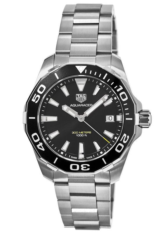 Tag Heuer Aquaracer Black Dial Silver Steel Strap Watch for Men - WAY111A.BA0928