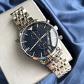 Emporio Armani Gianni Chronograph Blue Dial Silver Steel Strap Watch For Men - AR1648