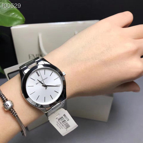 Michael Kors Slim Runway Silver Dial Silver Stainless Steel Strap Watch for Women - MK3178