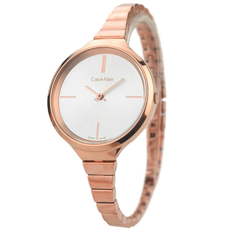 Calvin Klein Lively White Dial Rose Gold Steel Strap Watch for Women - K4U23626