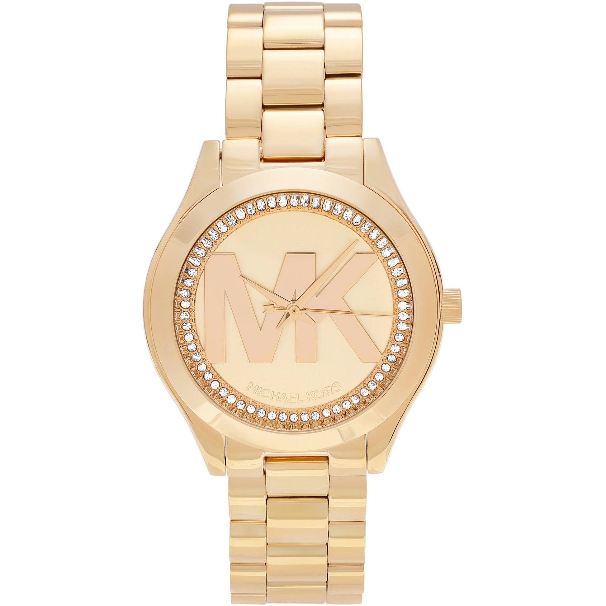 Michael Kors Slim Runway Gold Dial Gold Steel Strap Watch for Women - MK3477