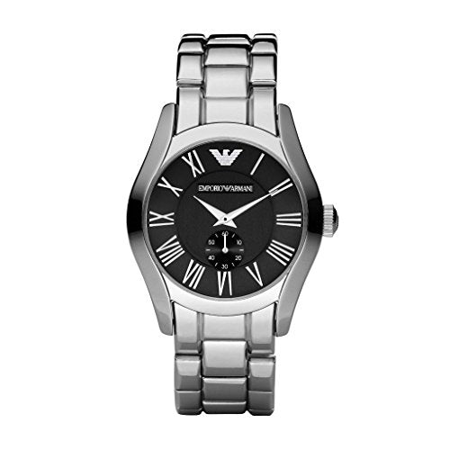 Emporio Armani Valente Black Dial Silver Steel Strap Watch For Men - AR0680