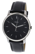 Fossil The Minimalist Three Hand Black Dial Black Leather Strap Watch for Men - FS5398