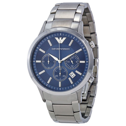 Emporio Armani Sportivo Chronograph Blue Dial Silver Stainless Steel Watch For Men - AR5860