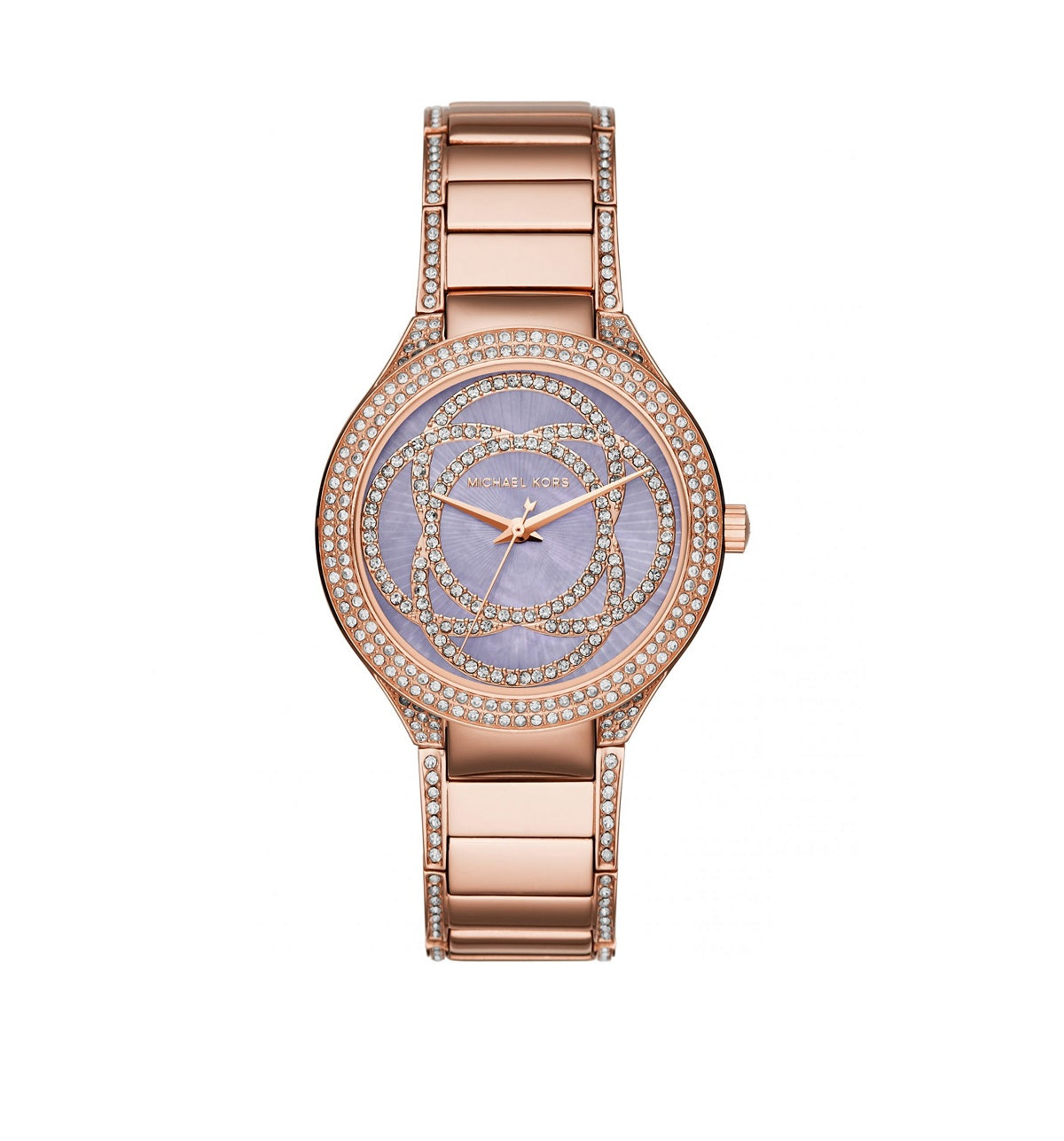 Michael Kors Kerry Purple Dial Rose Gold Stainless Steel Strap Watch for Women - MK3482