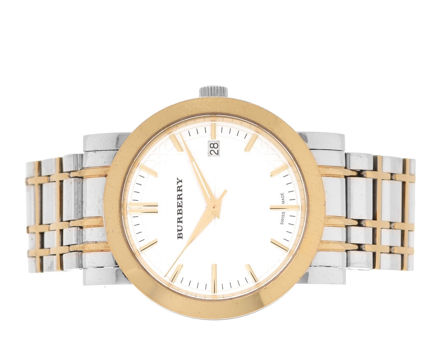 Burberry Heritage White Dial Two Tone Steel Strap Watch for Men - BU1358