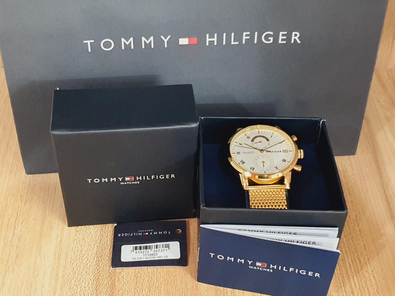 Tommy Hilfiger Kane White Dial Gold Mesh Bracelet Watch for Men - 1710403