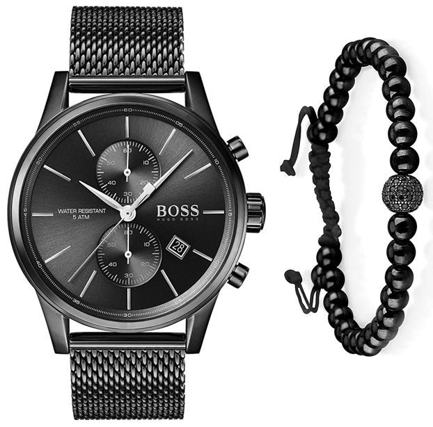 Hugo Boss Associate Black Dial Black Mesh Bracelet Watch for Men - 1513769