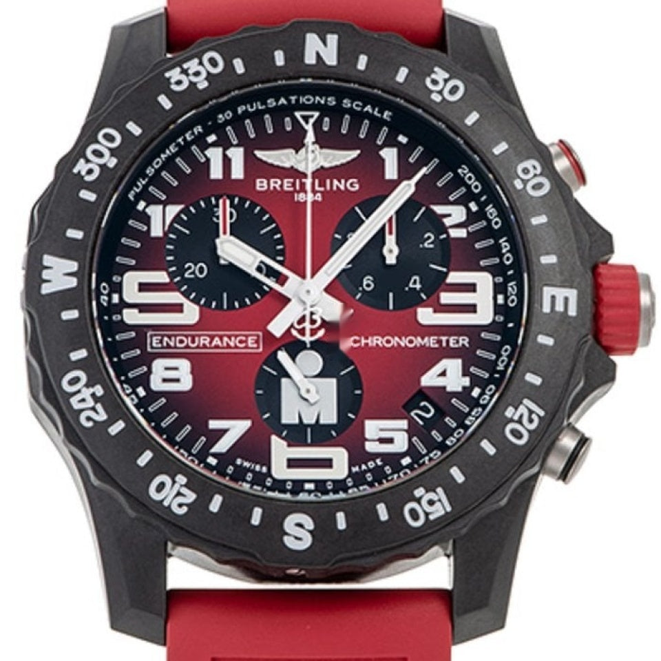 Breitling Endurance Pro Ironman Red Dial Red Rubber Strap Watch for Men - X823109A1K1S1