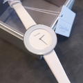 Calvin Klein Chic White Dial White Leather Strap Watch for Women - K7N23TK2