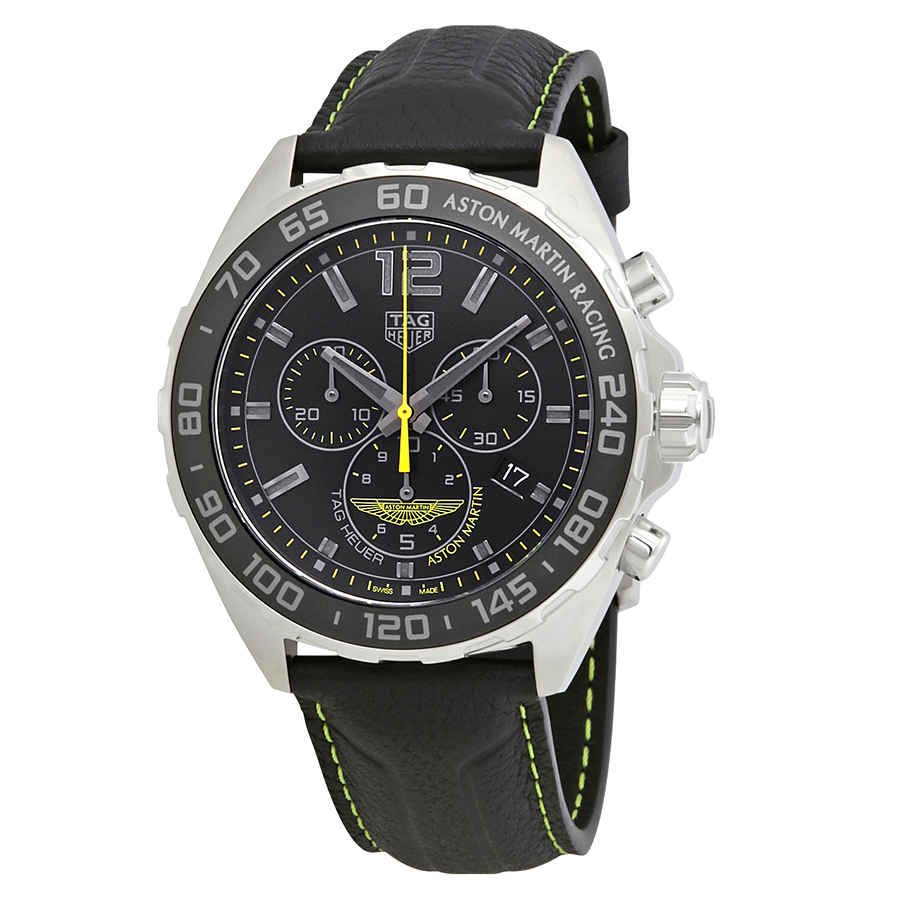 Tag Heuer Formula 1 Aston Martin Black Dial Black Leather Strap Watch for Men - CAZ101P.FC8245