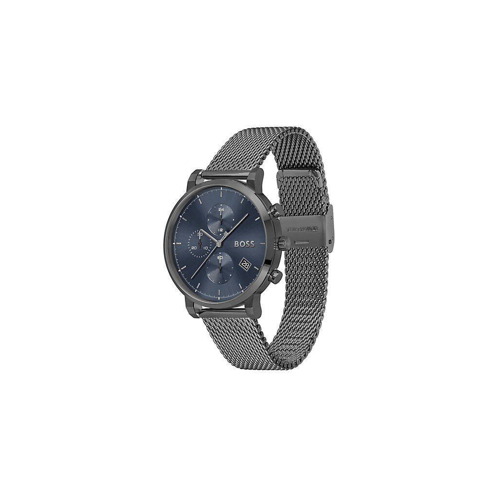 Hugo Boss Skymaster Chronograph Grey Dial Grey Mesh Bracelet Watch for Men  - 1513934