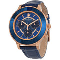 Swarovski Octea Lux Chrono Blue Dial Blue Leather Strap Watch for Women - 5563480