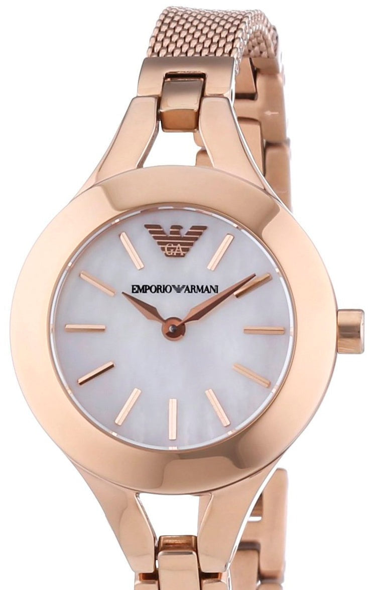 Emporio Armani Chiara Analog White Dial Rose Gold Steel Strap Watch For Women - AR7329