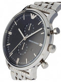 Emporio Armani Classic Chronograph Black Dial Silver Steel Strap Watch For Men - AR0389