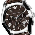 Emporio Armani Valente Chronograph Brown Dial Brown Leather Strap Watch For Men - AR0671