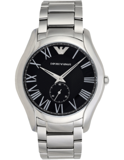 Emporio Armani Valente Quartz Black Dial Silver Steel Strap Watch For Men - AR11086